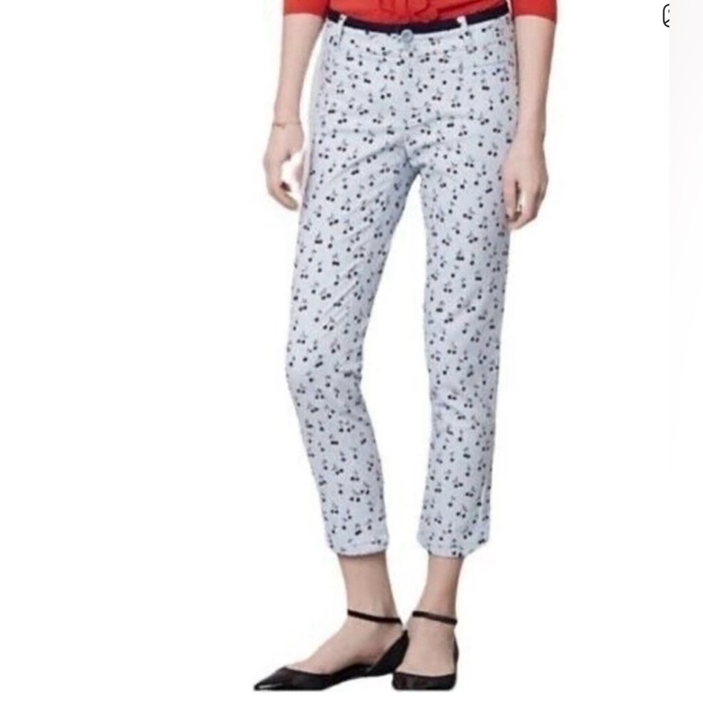 Cartonnier light blue Printed Cropped Pants with cherries- size 8